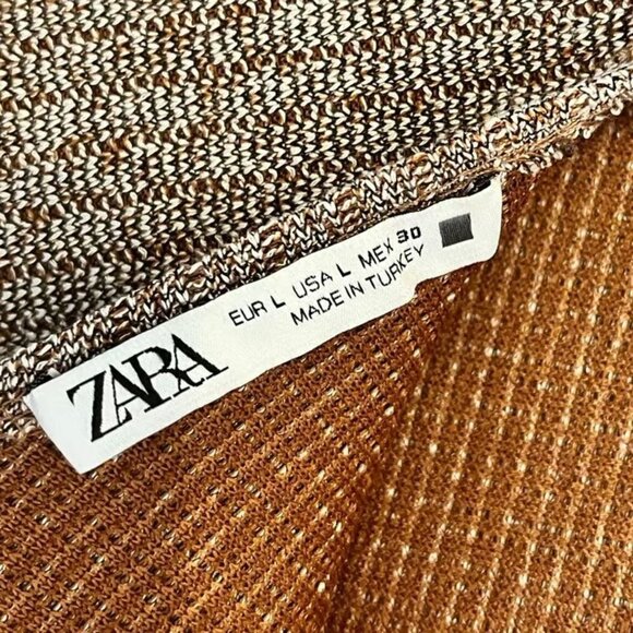Zara Burnt Orange/Brown Ribbed Midi Dress With Back Detail Size Large - Picture 5 of 6